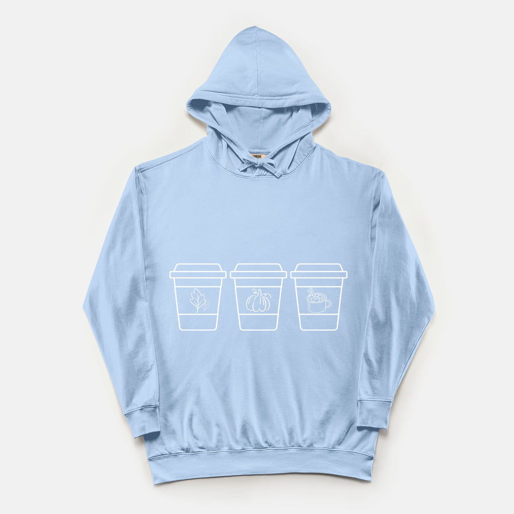 Coffee Cup Comfort Color Lightweight Hooded Sweatshirt