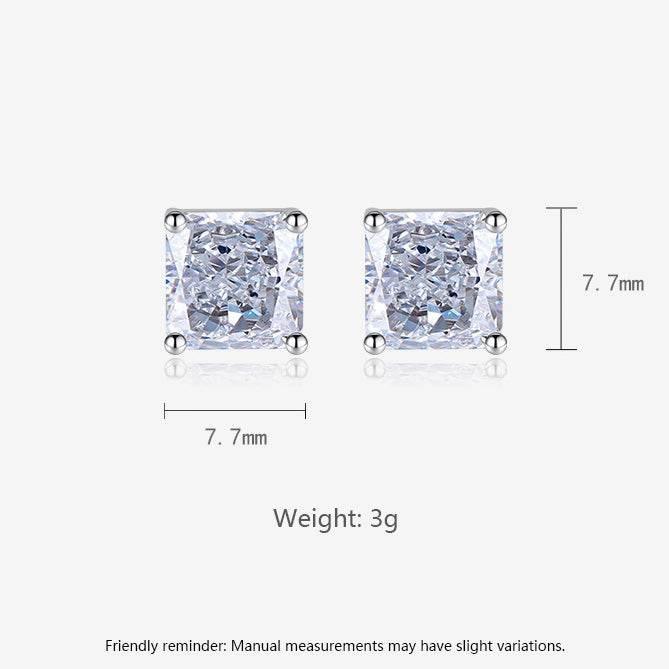 Multicolor Ice Flower Cut Square CZ Stud Earrings, 7*7mm 5A Cubic Zirconia, Dainty Luxe