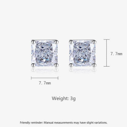 Multicolor Ice Flower Cut Square CZ Stud Earrings, 7*7mm 5A Cubic Zirconia, Dainty Luxe