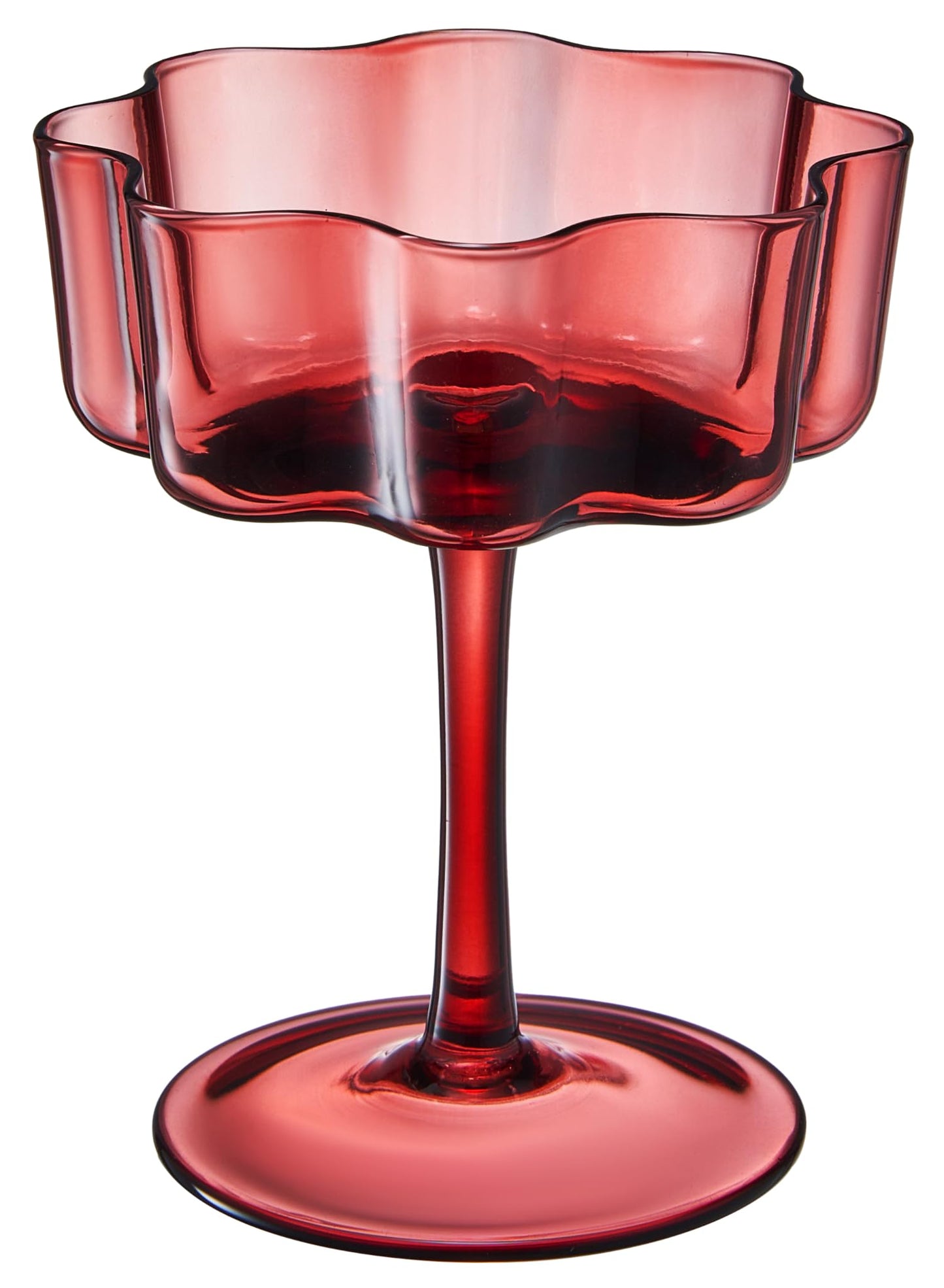 Flower Wave Coupe Cocktail Colored Glasses | Set of 6 | Muted Colors