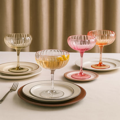 Flower Coupe Cocktail Glasses, Set of 5 - Bright Colors