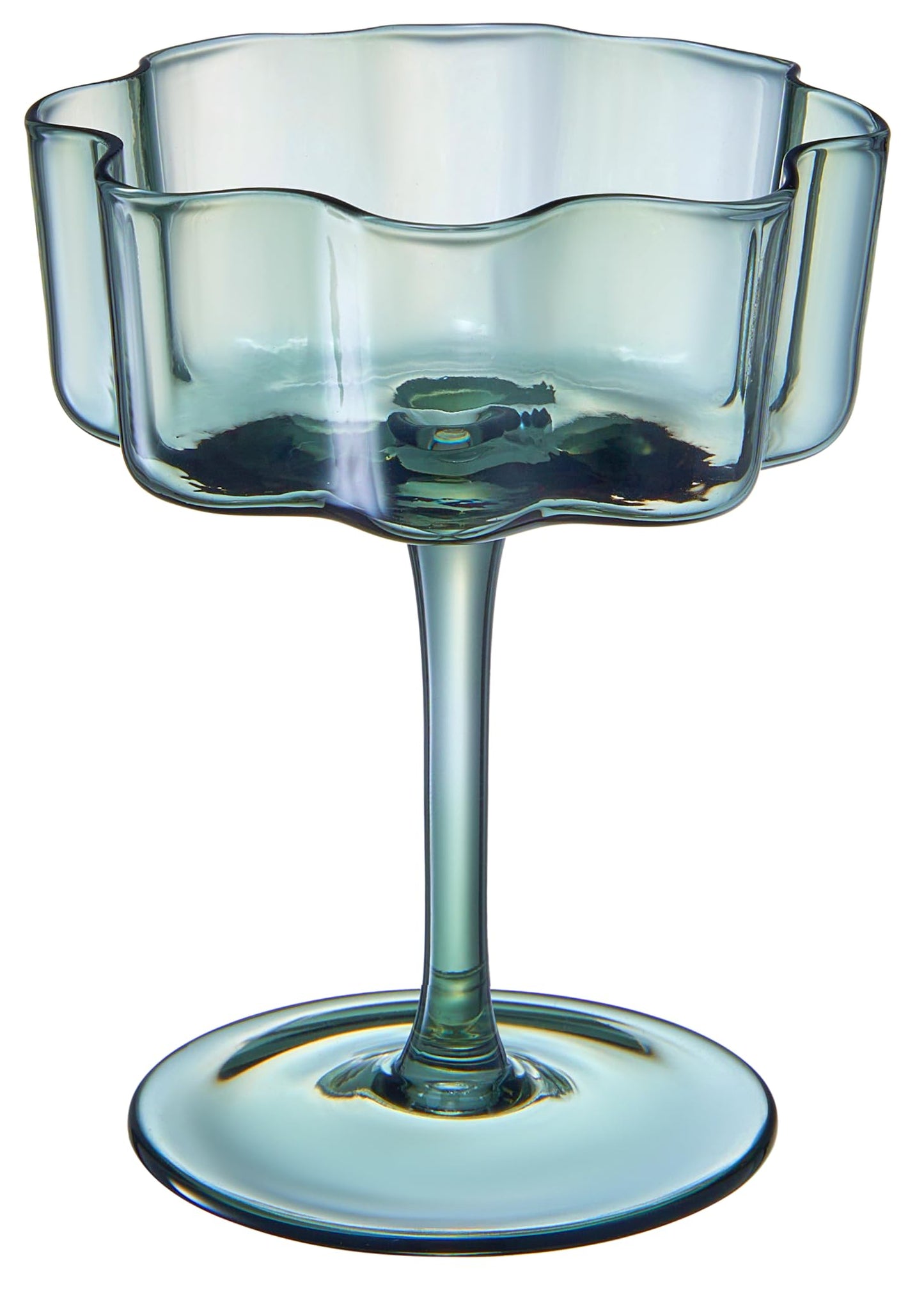 Flower Wave Coupe Cocktail Colored Glasses | Set of 6 | Muted Colors