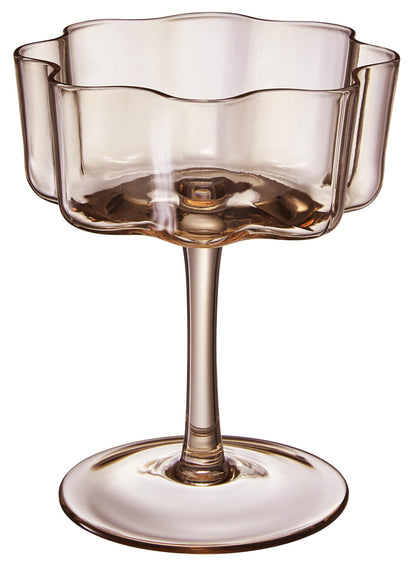 Flower Wave Coupe Cocktail Colored Glasses | Set of 6 | Muted Colors