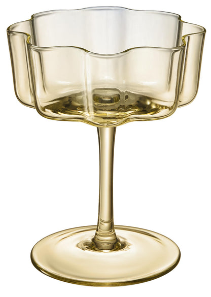 Flower Wave Coupe Cocktail Colored Glasses | Set of 5 | Fall/Holiday Colors