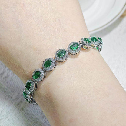 Colorful CZ Halo Tennis Bracelet, Multicolor Gemstone Bridal Jewelry, Unique Pattern Gift for Her, Cubic Zirconia Bridesmaid Bracelet