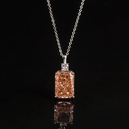 Multicolor Ice Flower Cut CZ Pendant Necklace, 10*14mm 5A Cubic Zirconia, 6 Color Options, Dainty Luxe Pendant