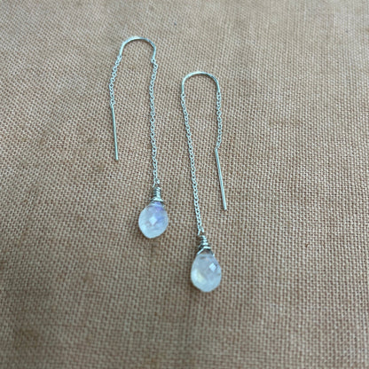 RAINBOW MOONSTONE GEM THREADER EARRINGS
