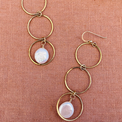 SAIL COIN PEARL EARRINGS