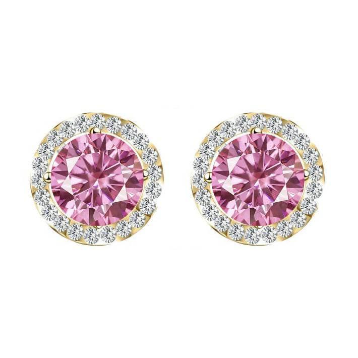 S925 Multicolor Moissanite Round Halo Stud Earrings with Threaded Needle, 8 Color Options, 0.1-3ct D-Grade VVS, Sterling Silver Jewelry for Men Women