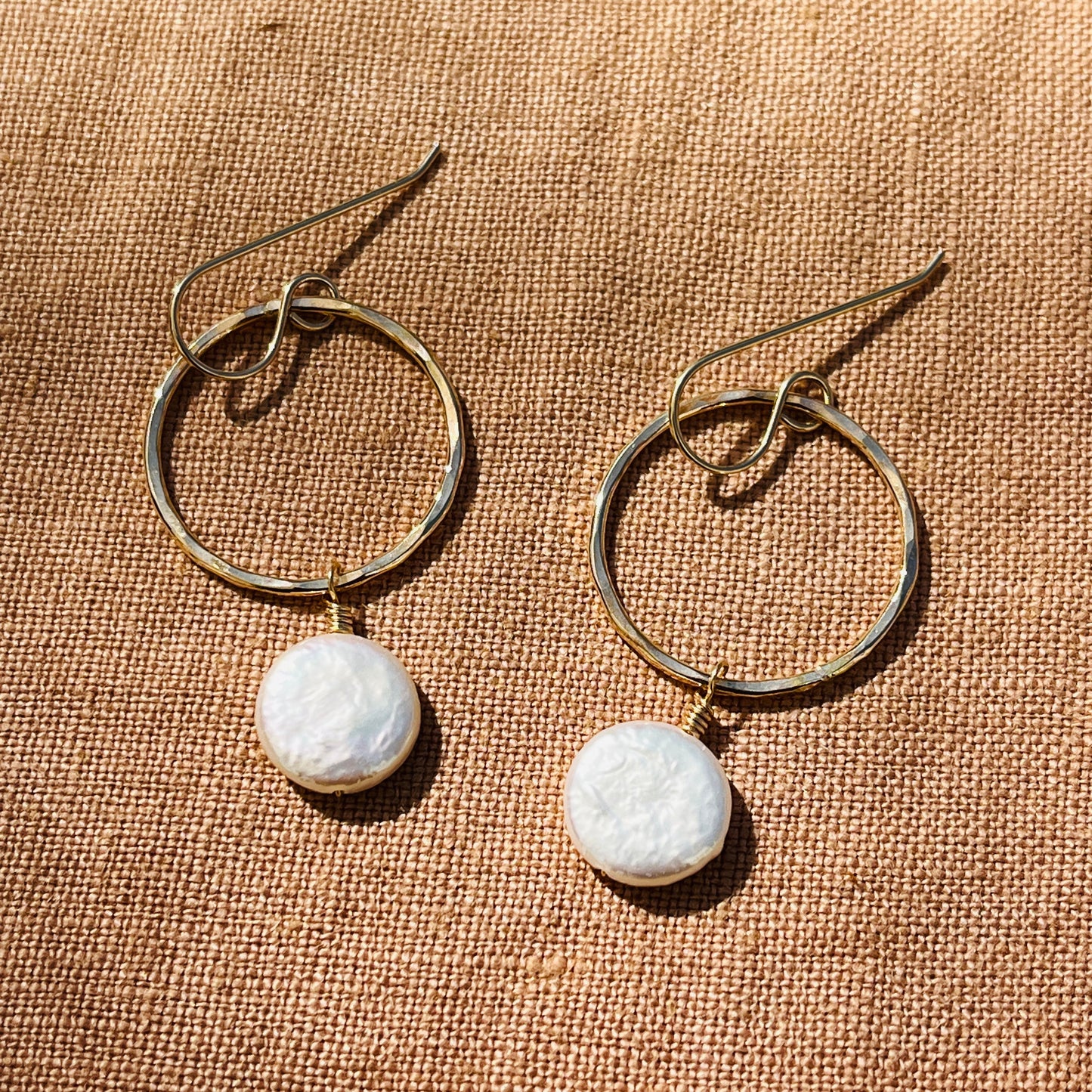 LEEWARD COIN PEARL HOOP EARRINGS