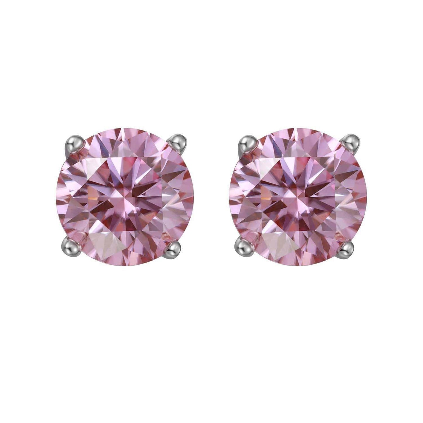 S925 Multicolor Moissanite 4-Prong Stud Earrings, 10 Color 0.5-3ct D-Grade VVS Certificate, Unisex Hypoallergenic Sterling Silver Gift