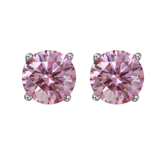 S925 Multicolor Moissanite 4-Prong Stud Earrings, 10 Color 0.5-3ct D-Grade VVS Certificate, Unisex Hypoallergenic Sterling Silver Gift