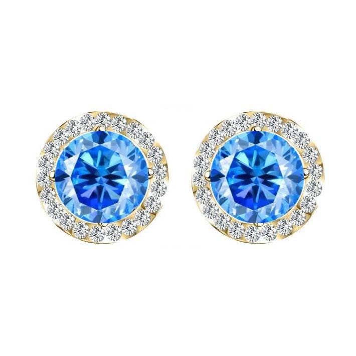 S925 Multicolor Moissanite Round Halo Stud Earrings with Threaded Needle, 8 Color Options, 0.1-3ct D-Grade VVS, Sterling Silver Jewelry for Men Women