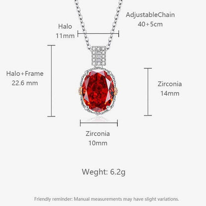 Multicolor Ice Flower Cut Oval CZ Pendant Necklace, 10*14mm 8A Cubic Zirconia, Two-Tone Pave CZ Halo with Pavé Top Frame, Adjustable Chain, Dainty Luxe