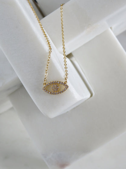 Diamond Evil Eye Connector Necklace
