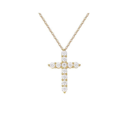 S925 Moissanite Cross Necklace, 3 Color Options, 11 Stones 0.1-0.5ct VVS, Dainty Luxe Clavicle Pendant, Sterling Silver Jewelry