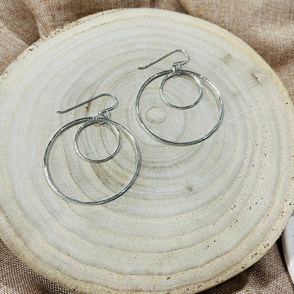 SILVER BIG LAYER HOOP EARRINGS