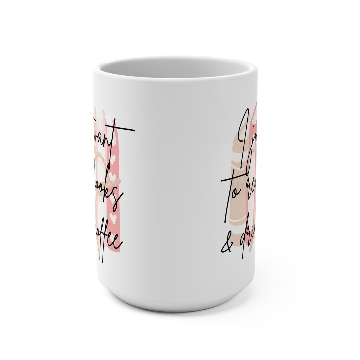 Cozy Coffee Lover's Mug - 15oz Ceramic Cup for Bookworms & Coffee Enthusiasts