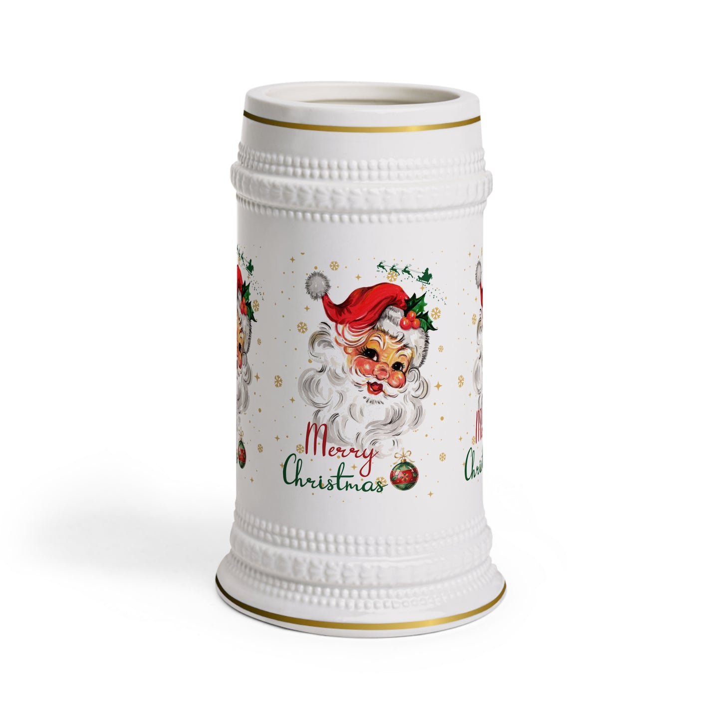Festive Vintage-Style Santa Beer Stein Mug