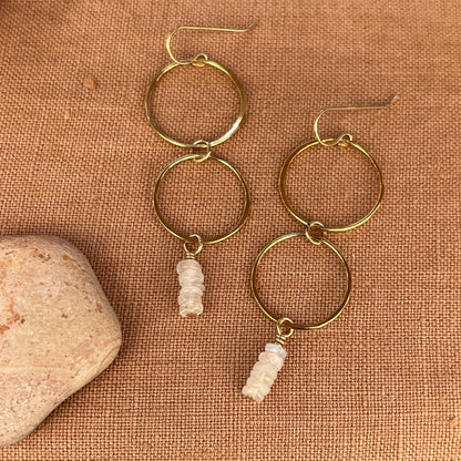 RAINBOW MOONSTONE BAR EARRINGS