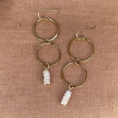 RAINBOW MOONSTONE BAR EARRINGS