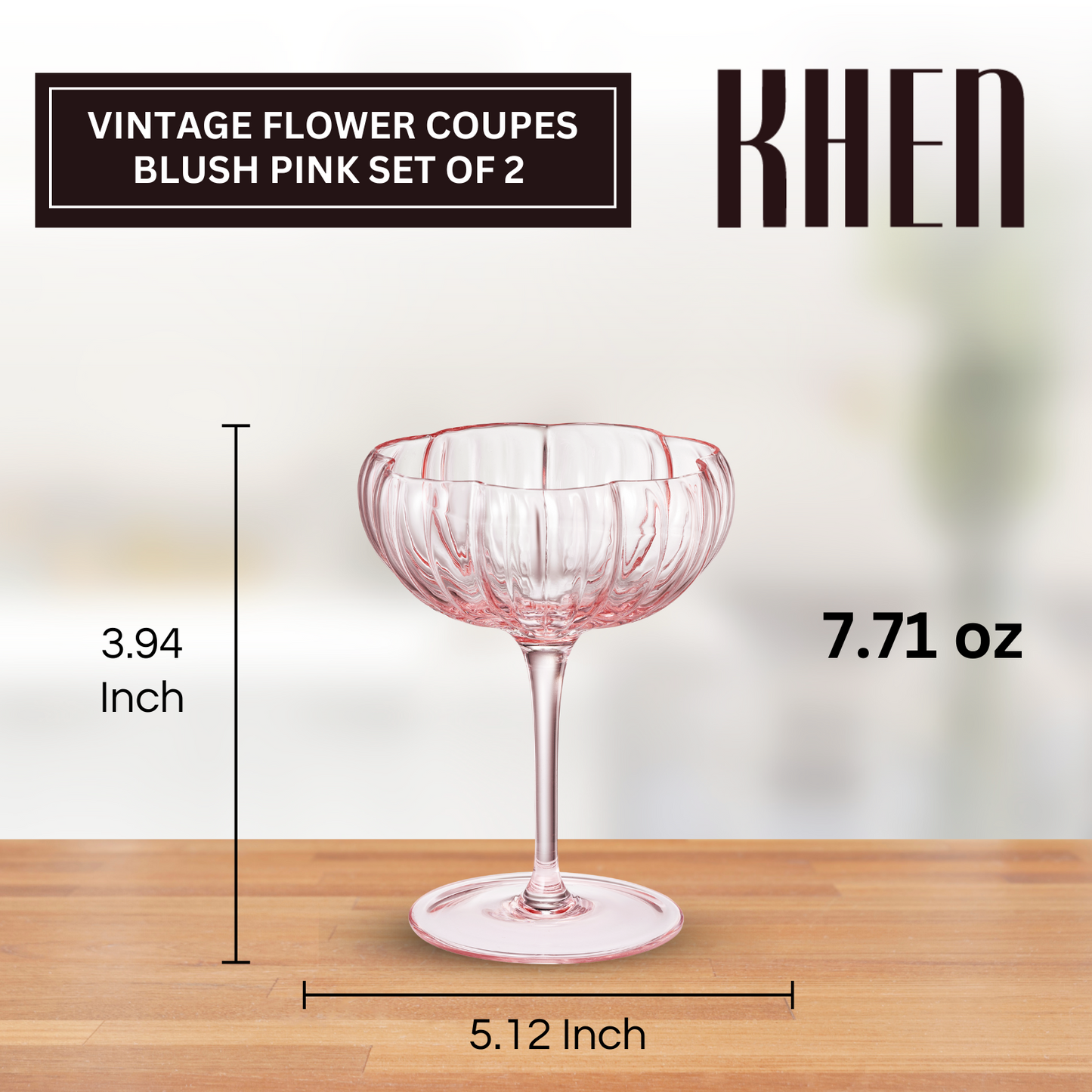 Flower Coupe Cocktail Colored Glasses | Set of 2 | Blush Pink