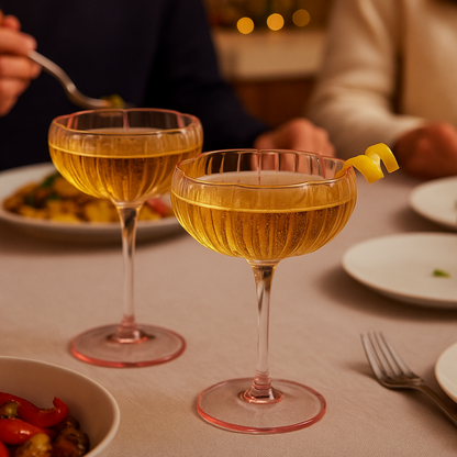 Flower Coupe Cocktail Colored Glasses | Set of 2 | Blush Pink