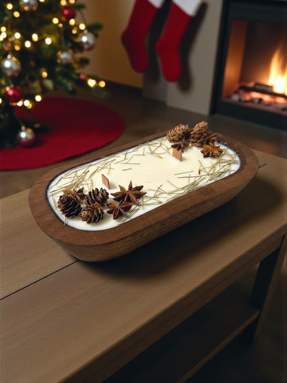 NEW SCENT! Cedar & Frankincense -Wood-Wick Christmas Dough Bowl Candles
