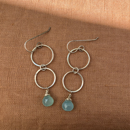 AQUA CHALCEDONY DUO EARRINGS