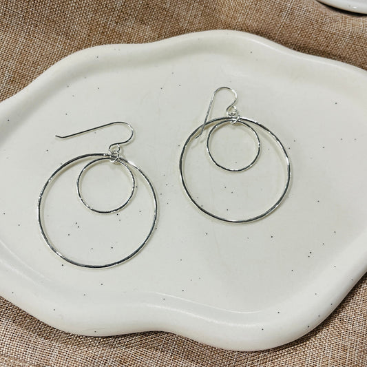 SILVER BIG LAYER HOOP EARRINGS