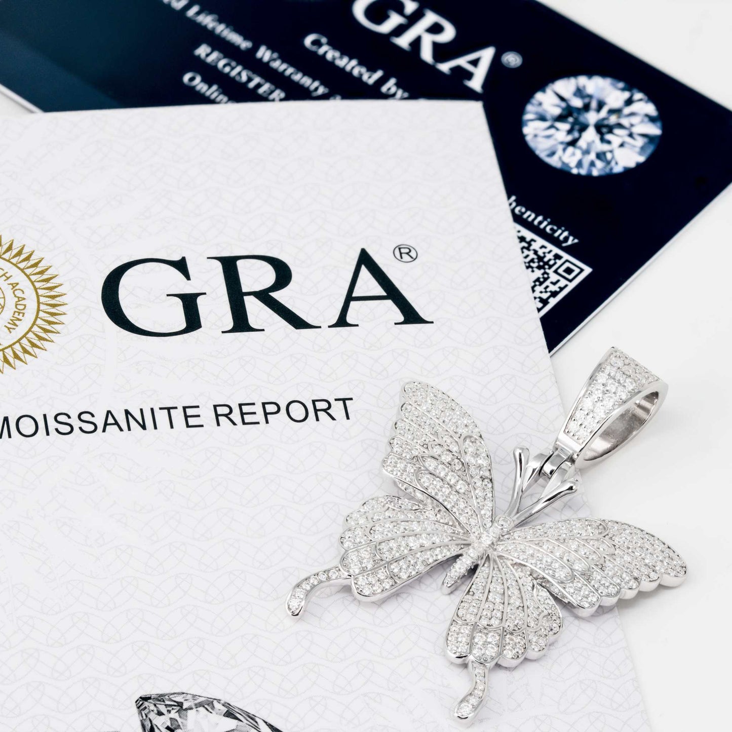 Women's Moissanite Butterfly Pendant 925 Sterling Silver 2.5 TCW