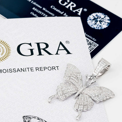 Women's Moissanite Butterfly Pendant 925 Sterling Silver 2.5 TCW