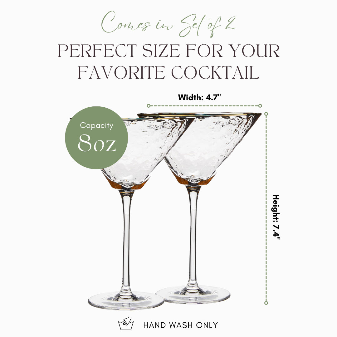 Clear Hammered Cocktail Glasses