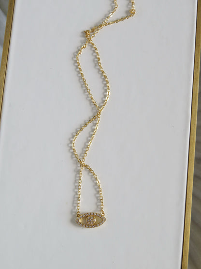 Diamond Evil Eye Connector Necklace