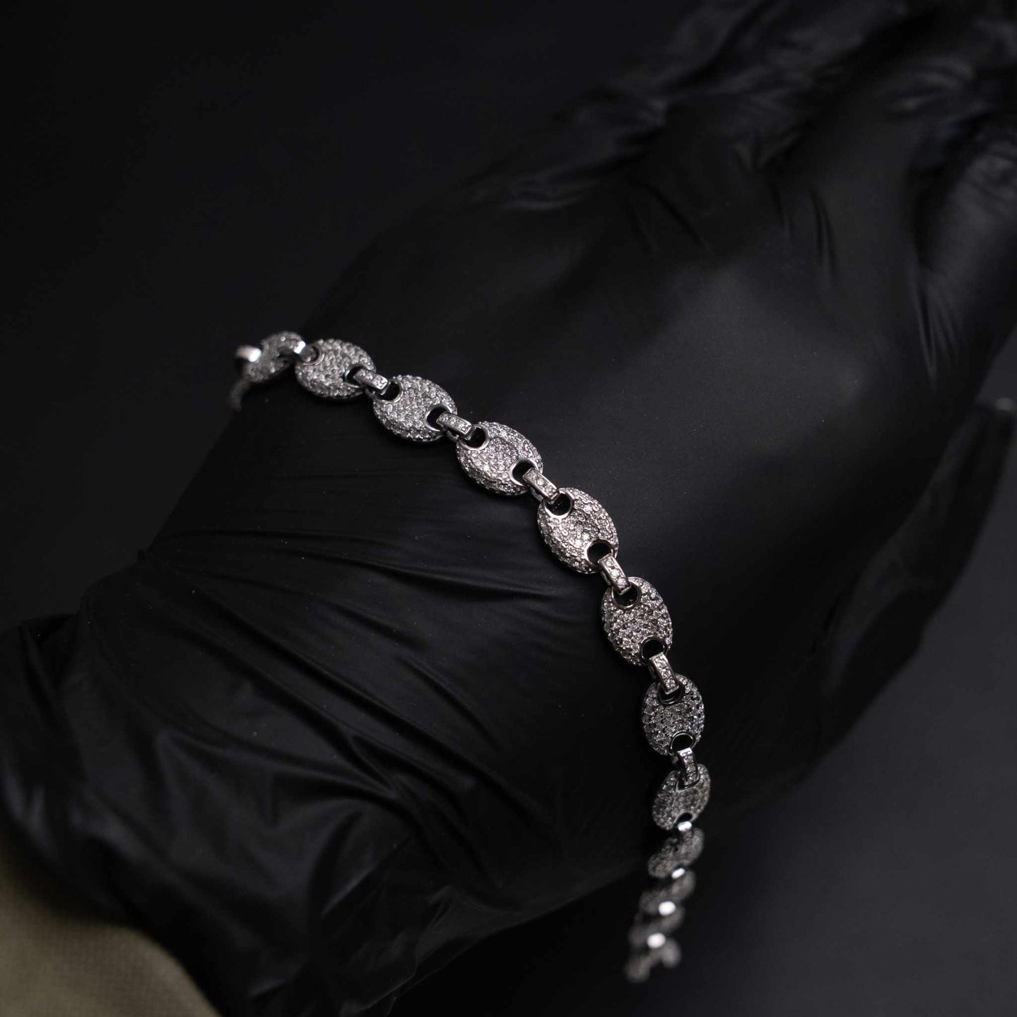 Moissanite Puffed Mariner Link Bracelet 925 Sterling Silver