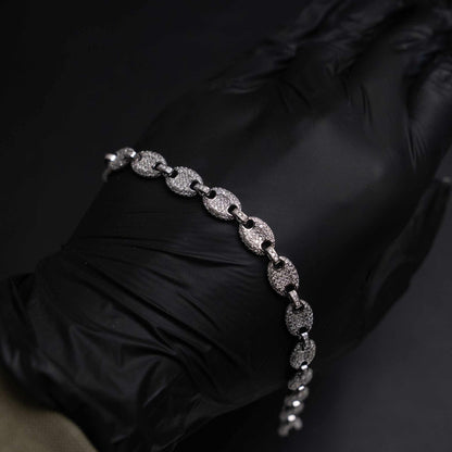 Moissanite Puffed Mariner Link Bracelet 925 Sterling Silver