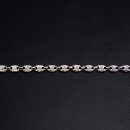 Moissanite Puffed Mariner Link Bracelet 925 Sterling Silver