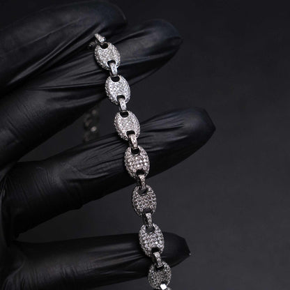 Moissanite Puffed Mariner Link Bracelet 925 Sterling Silver
