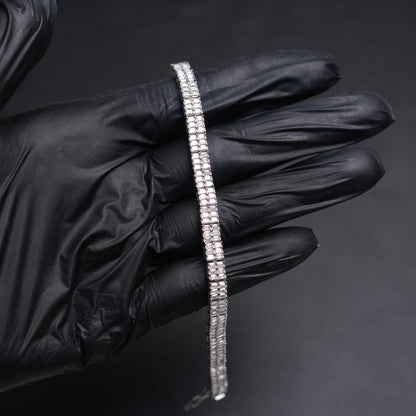 Baguette Moissanite Square Tennis Bracelet Solid 925 Sterling Silver