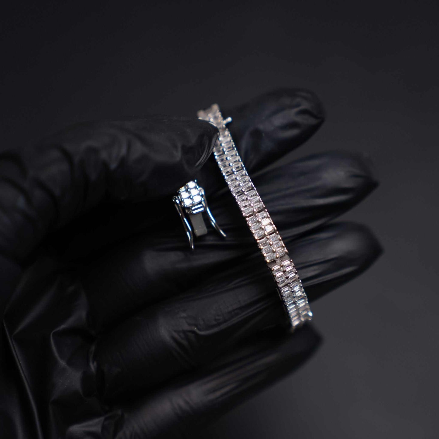 Baguette Moissanite Square Tennis Bracelet Solid 925 Sterling Silver