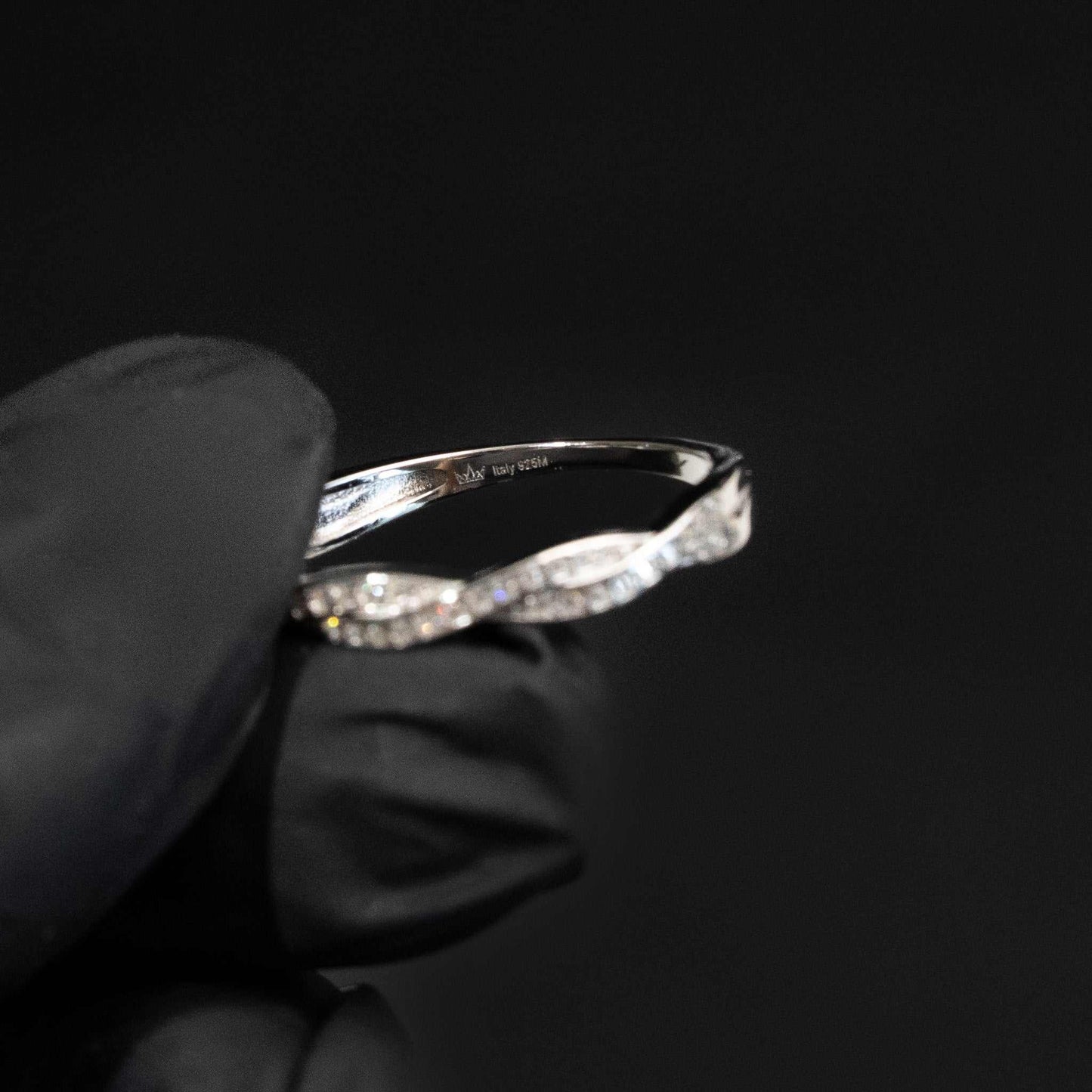 925 Sterling Silver Moissanite Twist Stackable Women Band