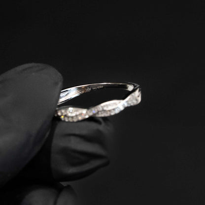 925 Sterling Silver Moissanite Twist Stackable Women Band