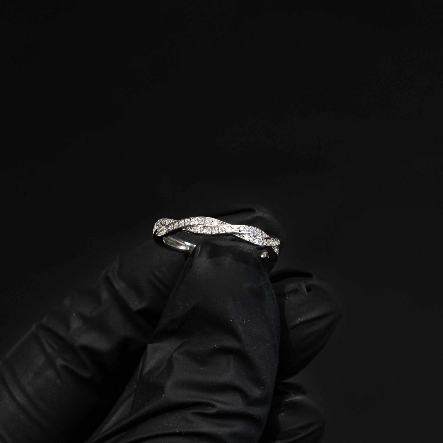 925 Sterling Silver Moissanite Twist Stackable Women Band