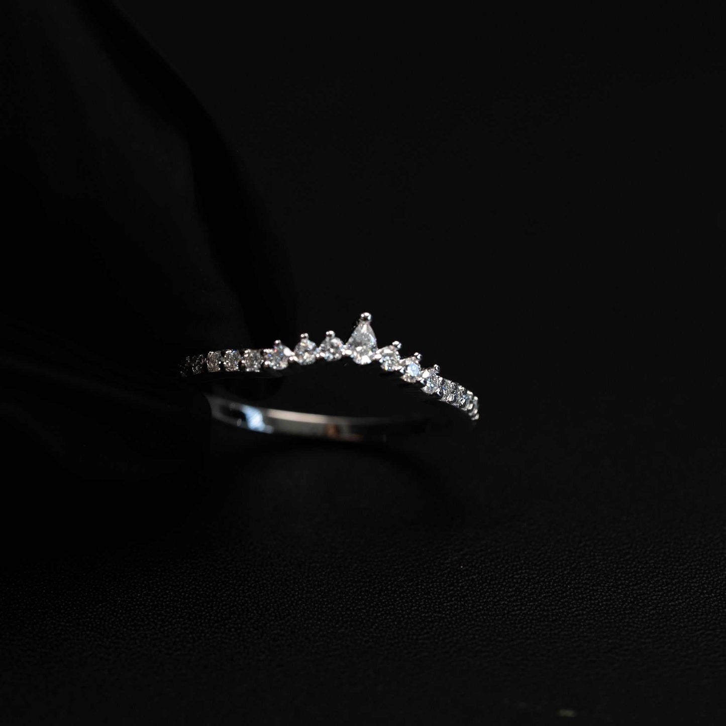 Curved Tear Drop 925 Sterling Silver Moissanite Stacking Women Wedding Band