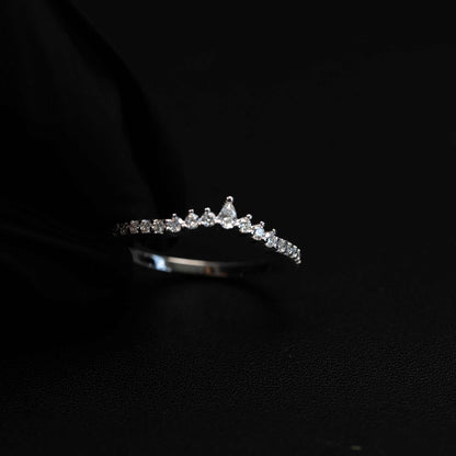 Curved Tear Drop 925 Sterling Silver Moissanite Stacking Women Wedding Band