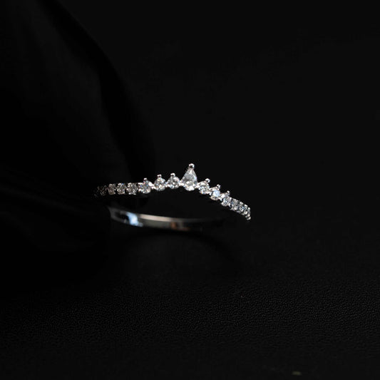 Curved Tear Drop 925 Sterling Silver Moissanite Stacking Women Wedding Band