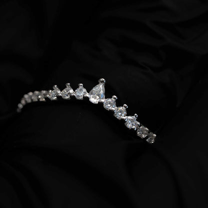 Curved Tear Drop 925 Sterling Silver Moissanite Stacking Women Wedding Band