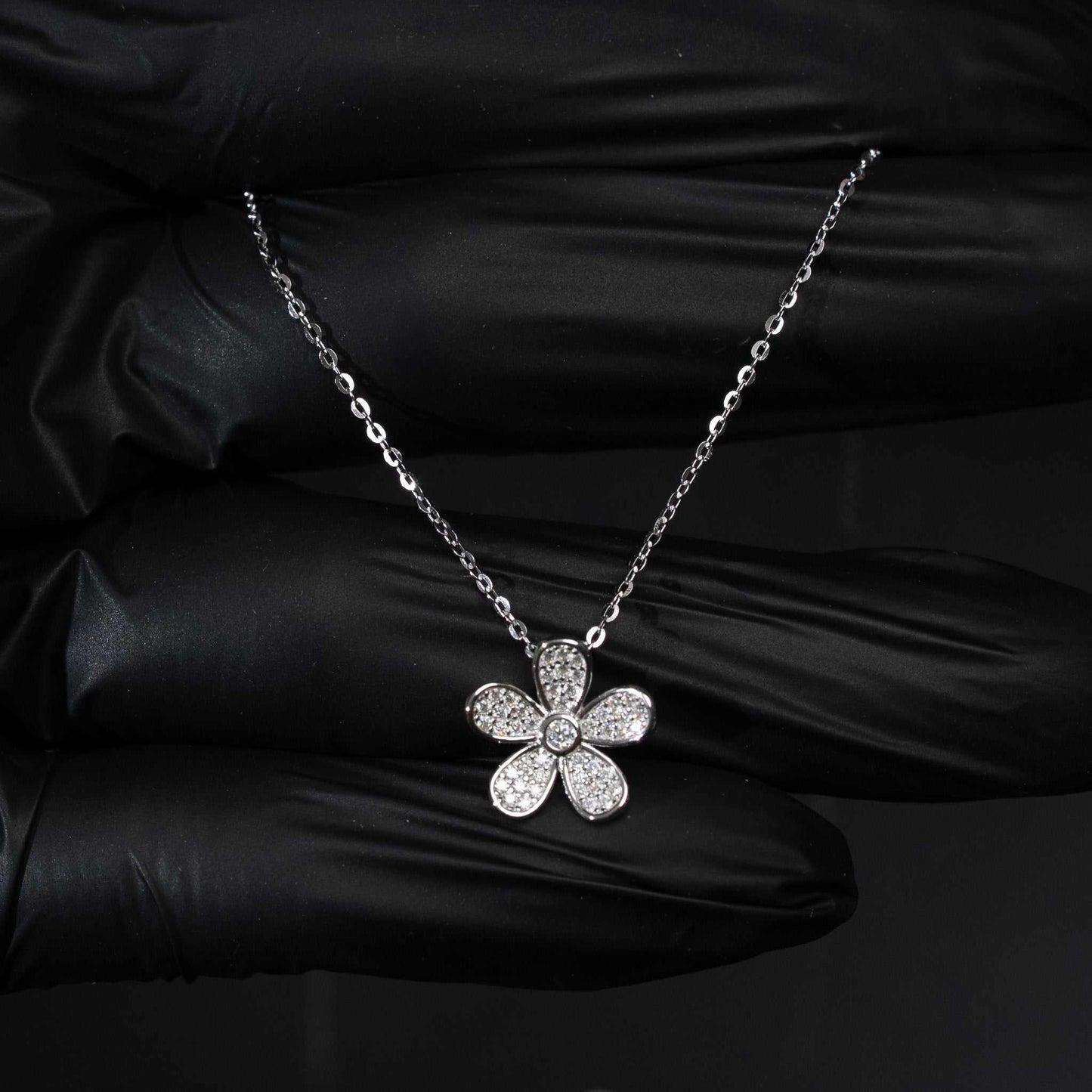 Moissanite Flower Necklace for Women – 925 Sterling Silver
