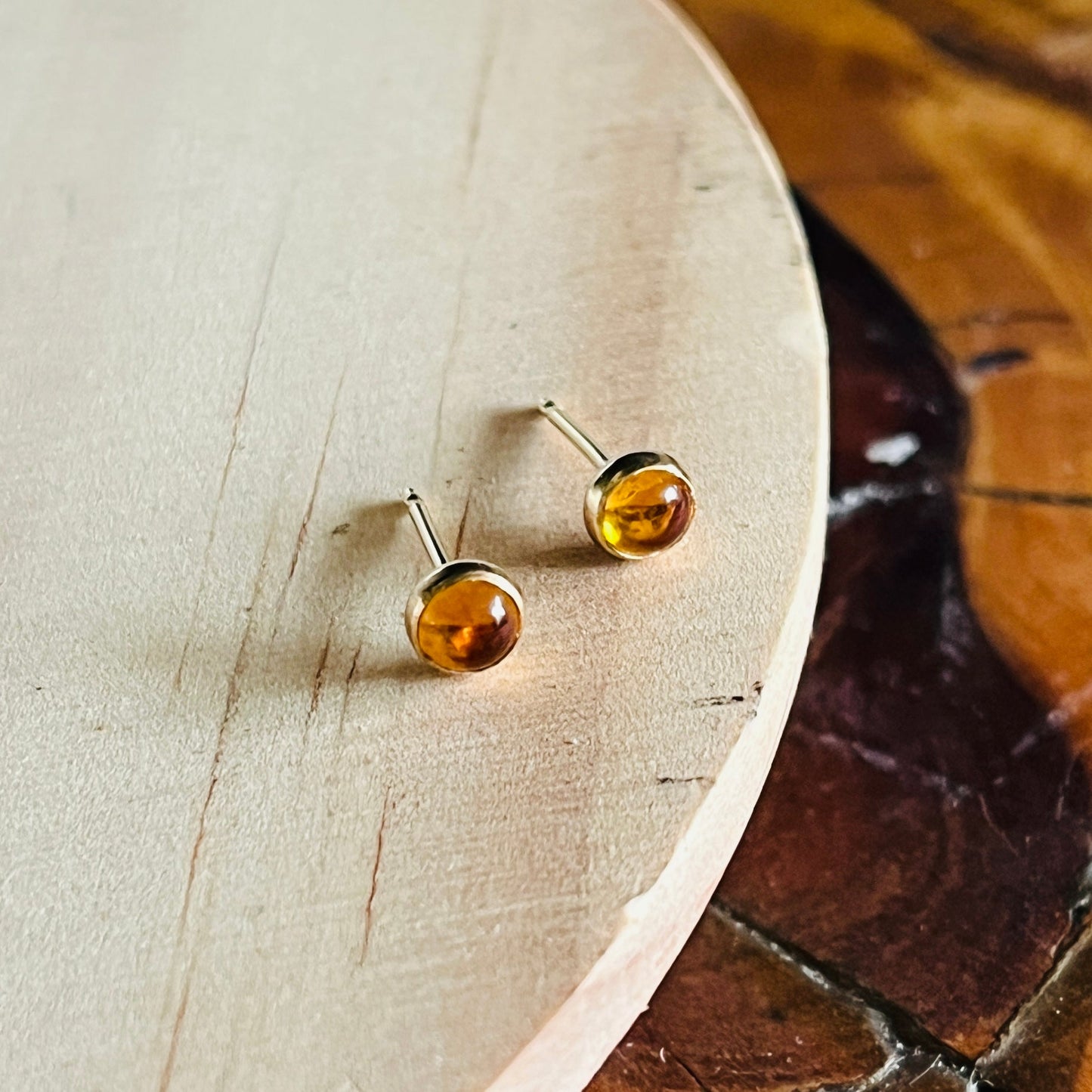 CITRINE STUD EARRINGS