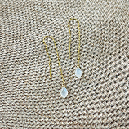 RAINBOW MOONSTONE GEM THREADER EARRINGS